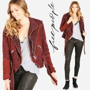 FREE PEOPLE NWOT Belted Wine Purple Jacket Coat – Medium